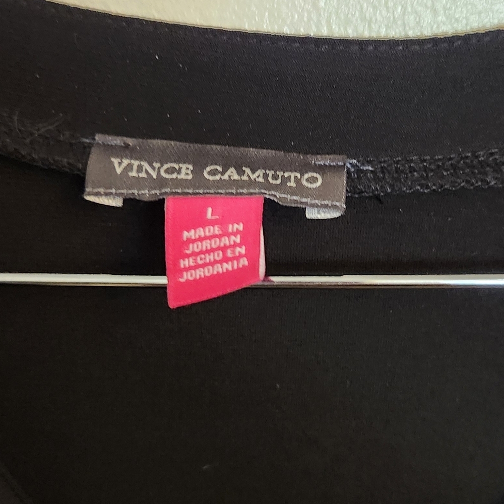 Vince Camuto Elegant Black V-Neck Blouse - Picture 2 of 4